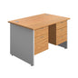 Panel Plus Rectangular Desk + 2 & 3 Drawer Fixed Pedestal Bundle (FSC) | 1200X800 | Nova Oak/White