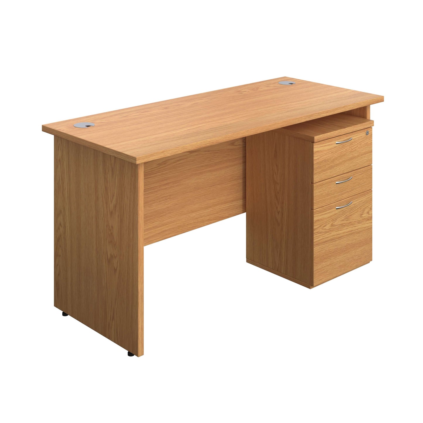 Panel Rectangular Desk + 3 Drawer High Mobile Pedestal Bundle (FSC) | 1400X600 | Nova Oak/Nova Oak