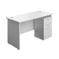 Panel Rectangular Desk + 3 Drawer High Mobile Pedestal Bundle (FSC) | 1400X600 | White/White