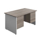 Panel Plus Rectangular Desk + 2 X 2 Drawer Fixed Pedestal Bundle (FSC) | 1400X800 | Grey Oak/White