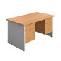 Panel Plus Rectangular Desk + 2 X 2 Drawer Fixed Pedestal Bundle (FSC) | 1400X800 | Nova Oak/White