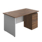 Panel Plus Rectangular Desk + 3 Drawer High Mobile Pedestal Bundle (FSC) | 1400X800 | Dark Walnut/White