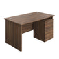 Panel Rectangular Desk + 3 Drawer Under Desk Pedestal Bundle (FSC) | 1400X800 | Dark Walnut/Dark Walnut