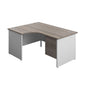 Panel Plus Left Radial Desk + 2 Drawer Fixed Pedestal Bundle (FSC) | 1600X1200 | Grey Oak/White