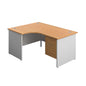 Panel Plus Left Radial Desk + 2 Drawer Fixed Pedestal Bundle (FSC) | 1600X1200 | Nova Oak/White