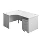 Panel Left Hand Radial Desk + 2 Drawer Mobile Pedestal Bundle (FSC) | 1600X1200 | White/White