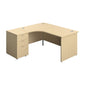 Panel Left Hand Radial Desk + 3 Drawer Desk High Pedestal Bundle (FSC) | 600 Deep Pedestal | 1600X1200 | Maple/Maple