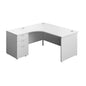 Panel Left Hand Radial Desk + 3 Drawer Desk High Pedestal Bundle (FSC) | 600 Deep Pedestal | 1600X1200 | White/White