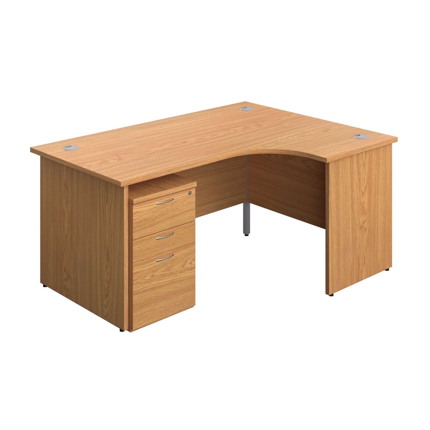 Panel Right Hand Radial Desk + 3 Drawer High Mobile Pedestal Bundle (FSC) | 1600X1200 | Nova Oak/Nova Oak