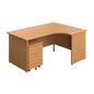 Panel Right Hand Radial Desk + 2 Drawer Mobile Pedestal Bundle (FSC) | 1600X1200 | Nova Oak/Nova Oak