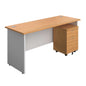 Panel Plus Rectangular Desk + 2 Drawer Mobile Pedestal Bundle (FSC) | 1600X600 | Nova Oak/White