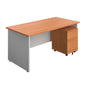 Panel Plus Rectangular Desk + 2 Drawer Mobile Pedestal Bundle (FSC) | 1600X800 | Beech/White