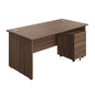 Panel Rectangular Desk + 2 Drawer Mobile Pedestal Bundle (FSC) | 1600X800 | Dark Walnut/Dark Walnut