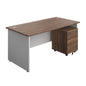 Panel Plus Rectangular Desk + 2 Drawer Mobile Pedestal Bundle (FSC) | 1600X800 | Dark Walnut/White