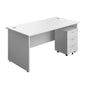 Panel Rectangular Desk + 3 Drawer Mobile Pedestal Bundle (FSC) | 1600X800 | White/White