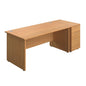 Panel Rectangular Desk + 3 Drawer Desk High Pedestal Bundle (FSC) | 1600X800 | Nova Oak/Nova Oak