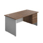 Panel Plus Rectangular Desk + 2 Drawer Fixed Pedestal Bundle (FSC) | 1600X800 | Dark Walnut/White