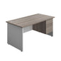 Panel Plus Rectangular Desk + 2 Drawer Fixed Pedestal Bundle (FSC) | 1600X800 | Grey Oak/White