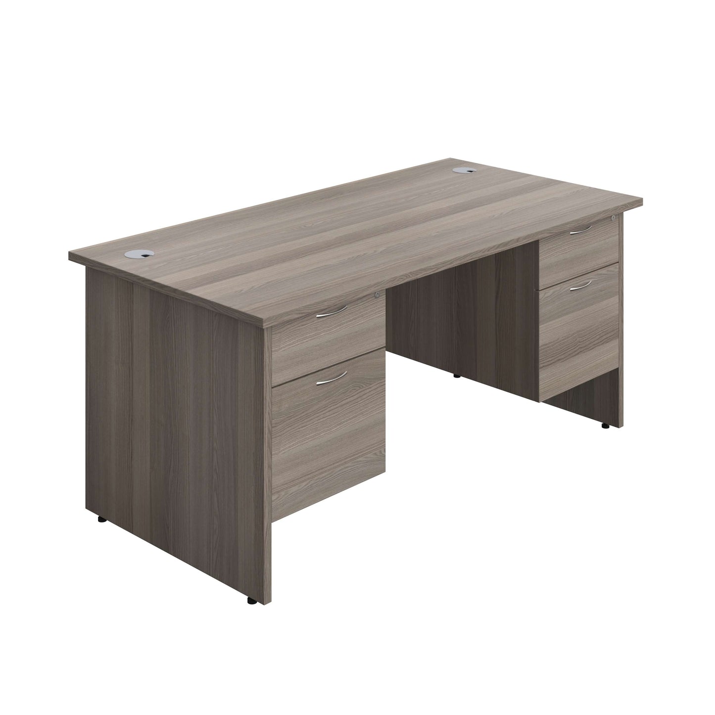 Panel Rectangular Desk + 2 X 2 Drawer Fixed Pedestal Bundle (FSC) | 1600X800 | Grey Oak/Grey Oak