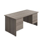 Panel Rectangular Desk + 2 X 2 Drawer Fixed Pedestal Bundle (FSC) | 1600X800 | Grey Oak/Grey Oak