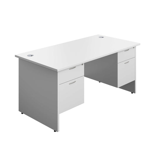 Panel Rectangular Desk + 2 X 2 Drawer Fixed Pedestal Bundle (FSC) | 1600X800 | White/White