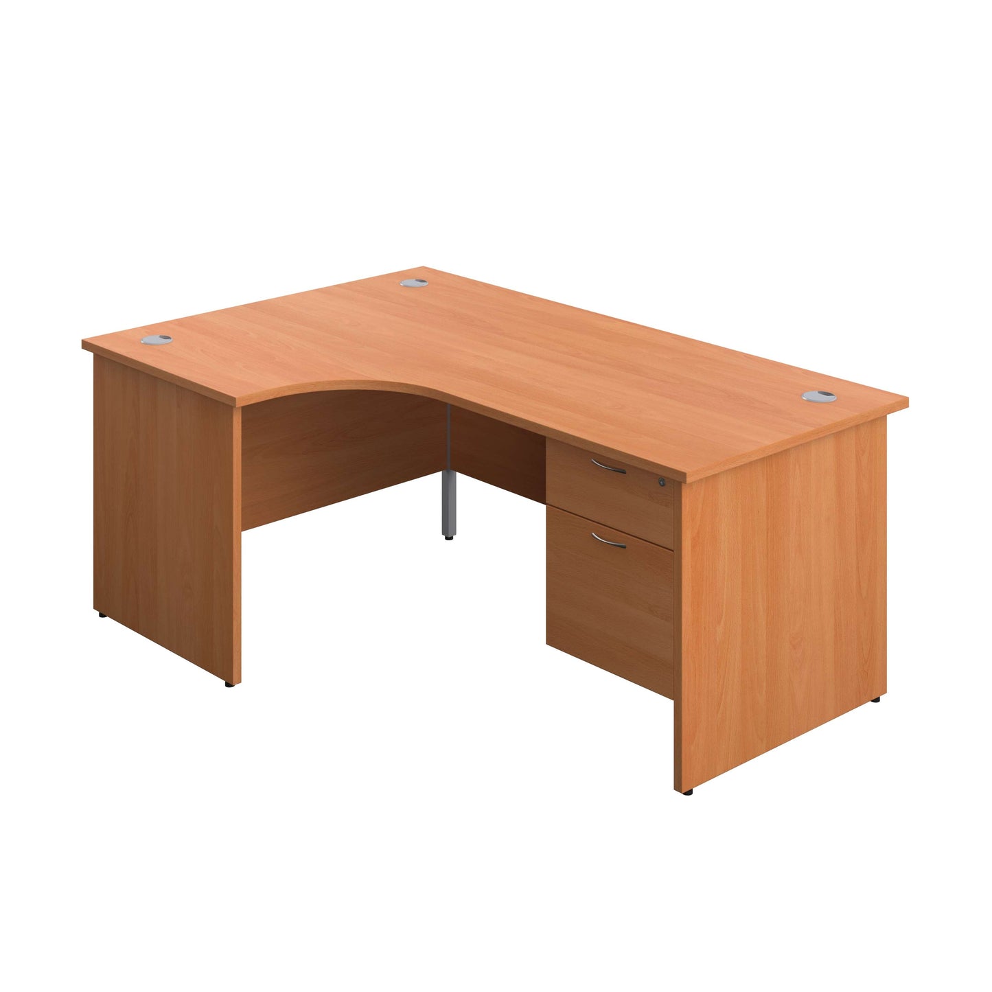 Panel Left Hand Radial Desk + 2 Drawer Fixed Pedestal Bundle (FSC) | 1800X1200 | Beech/Beech