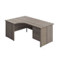 Panel Left Hand Radial Desk + 2 Drawer Fixed Pedestal Bundle (FSC) | 1800X1200 | Grey Oak/Grey Oak