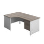 Panel Plus Left Radial Desk + 2 Drawer Fixed Pedestal Bundle (FSC) | 1800X1200 | Grey Oak/White