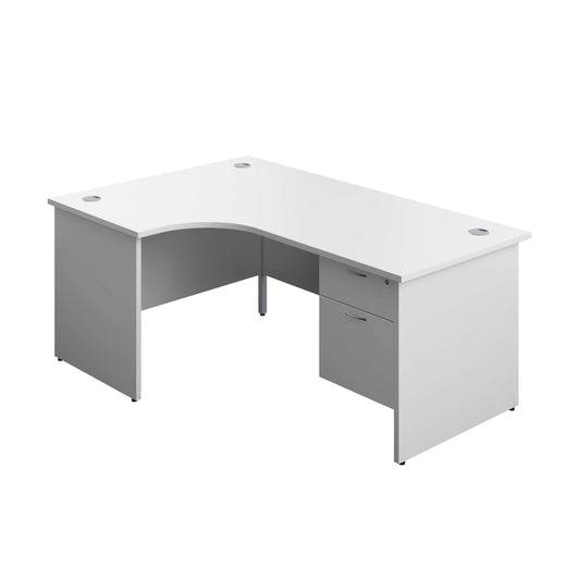 Panel Left Hand Radial Desk + 2 Drawer Fixed Pedestal Bundle (FSC) | 1800X1200 | White/White