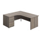 Panel Left Hand Radial Desk + 3 Drawer Desk High Pedestal Bundle (FSC) | 600 Deep Pedestal | 1800X1200 | Grey Oak/Grey Oak