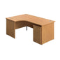 Panel Left Hand Radial Desk + 3 Drawer High Mobile Pedestal Bundle (FSC) | 1800X1200 | Nova Oak/Nova Oak