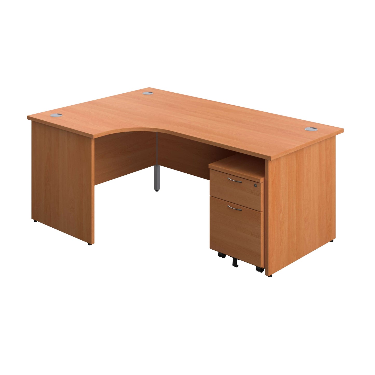 Panel Left Hand Radial Desk + 2 Drawer Mobile Pedestal Bundle (FSC) | 1800X1200 | Beech/Beech