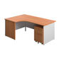 Panel Plus Left Radial Desk + 2 Drawer Mobile Pedestal Bundle (FSC) | 1800X1200 | Beech/White