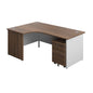 Panel Plus Left Radial Desk + 2 Drawer Mobile Pedestal Bundle (FSC) | 1800X1200 | Dark Walnut/White