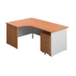 Panel Plus Left Radial Desk + 3 Drawer Mobile Pedestal Bundle (FSC) | 1800X1200 | Beech/White