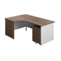 Panel Plus Left Radial Desk + 3 Drawer Mobile Pedestal Bundle (FSC) | 1800X1200 | Dark Walnut/White