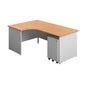 Panel Plus Left Radial Desk + 3 Drawer Steel Mobile Pedestal Bundle (FSC) | 1800X1200 | Nova Oak/White