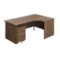 Panel Right Hand Radial Desk + 2 Drawer Mobile Pedestal Bundle (FSC) | 1800X1200 | Dark Walnut/Dark Walnut