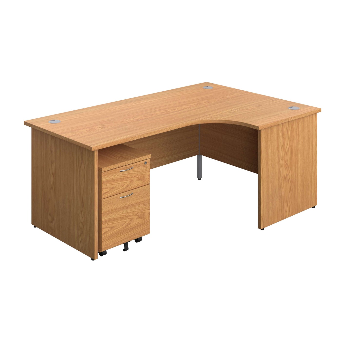 Panel Right Hand Radial Desk + 2 Drawer Mobile Pedestal Bundle (FSC) | 1800X1200 | Nova Oak/Nova Oak