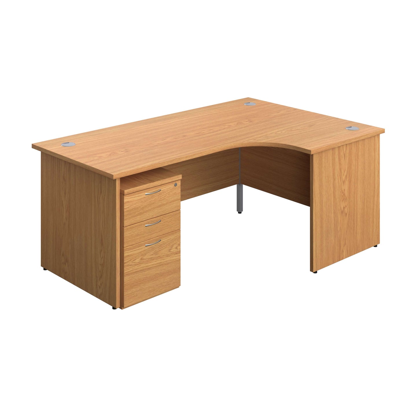 Panel Right Hand Radial Desk + 3 Drawer Under Desk Pedestal Bundle (FSC) | 1800X1200 | Nova Oak/Nova Oak