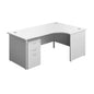 Panel Right Hand Radial Desk + 3 Drawer Under Desk Pedestal Bundle (FSC) | 1800X1200 | White/White