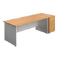 Panel Plus Rectangular Desk + Matching 3 Drawer Desk High Pedestal Bundle (FSC) | 800 Pedestal | 1800X800 | Nova Oak/White