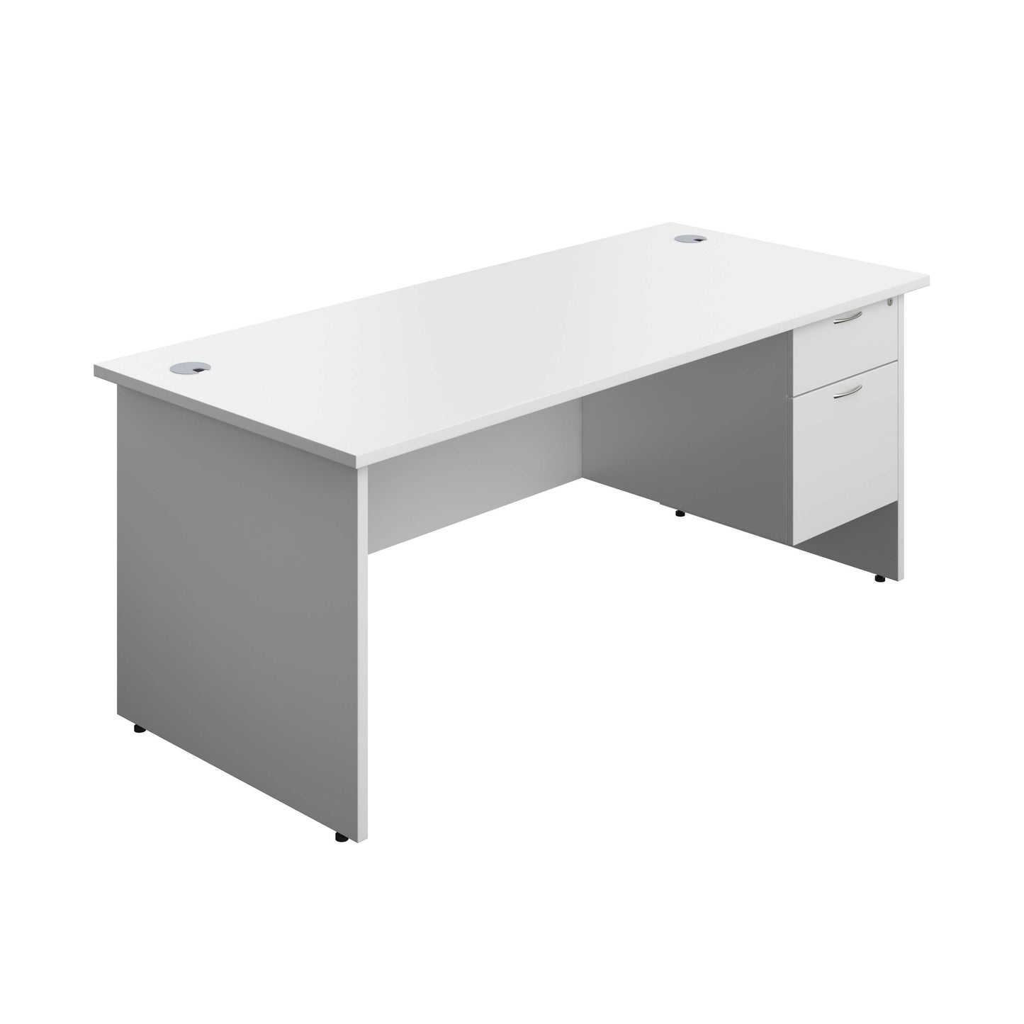 Panel Rectangular Desk + 2 Drawer Fixed Pedestal Bundle (FSC) | 1800X800 | White/White