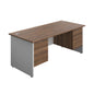 Panel Plus Rectangular Desk + 2 X 2 Drawer Fixed Pedestal Bundle (FSC) | 1800X800 | Dark Walnut/White