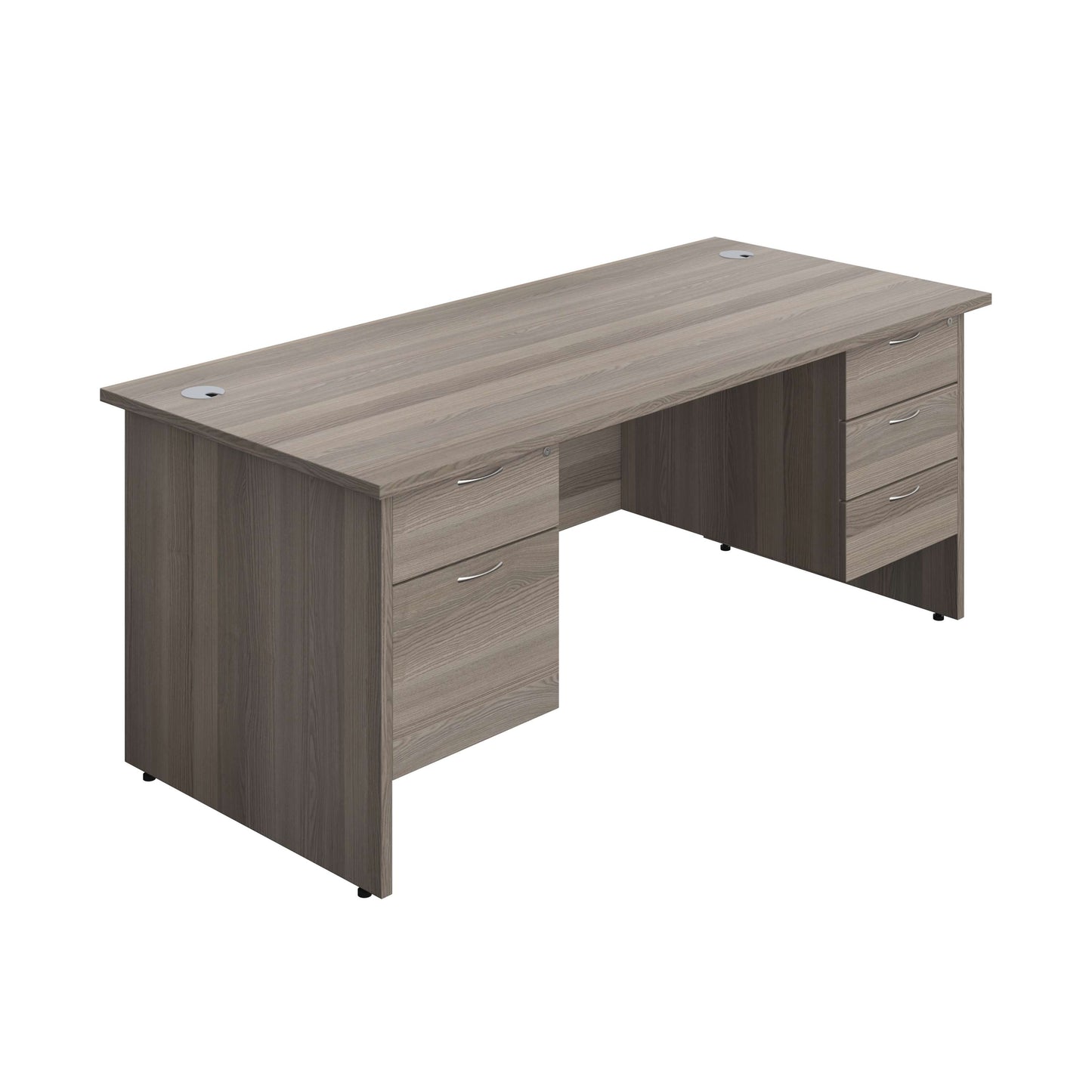 Panel Rectangular Desk + 2 & 3 Drawer Fixed Pedestal Bundle (FSC) | 1800X800 | Grey Oak/Grey Oak