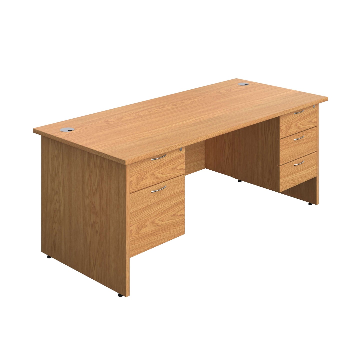 Panel Rectangular Desk + 2 & 3 Drawer Fixed Pedestal Bundle (FSC) | 1800X800 | Nova Oak/Nova Oak