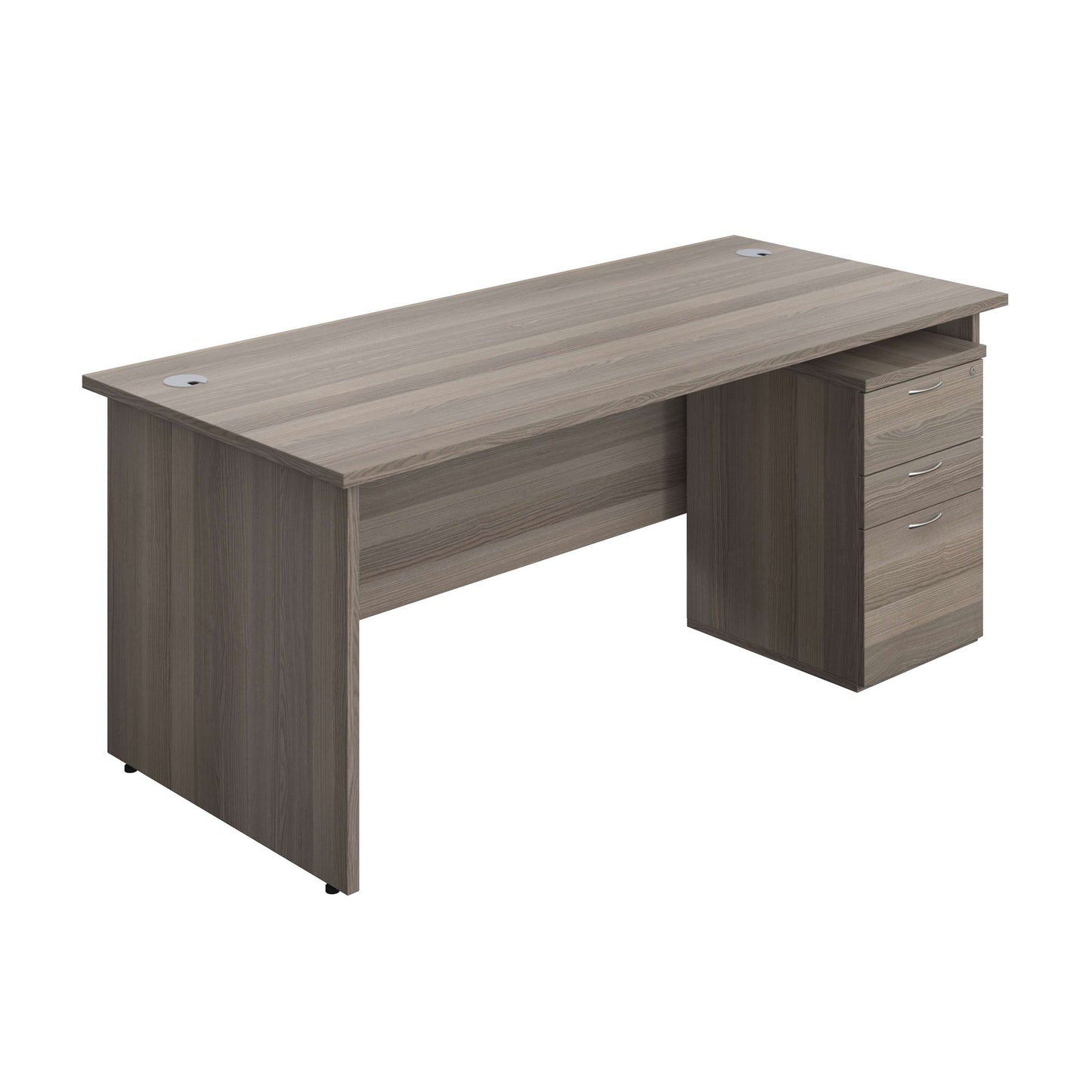 Panel Rectangular Desk + 3 Drawer High Mobile Pedestal Bundle (FSC) | 1800X800 | Grey Oak/Grey Oak