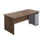 Panel Rectangular Desk + 3 Drawer Slimline Steel Pedestal Bundle (FSC) | 1800X800 | Dark Walnut/Silver