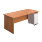 Panel Rectangular Desk + 3 Drawer Slimline Steel Pedestal Bundle (FSC) | 1800X800 | Beech/White