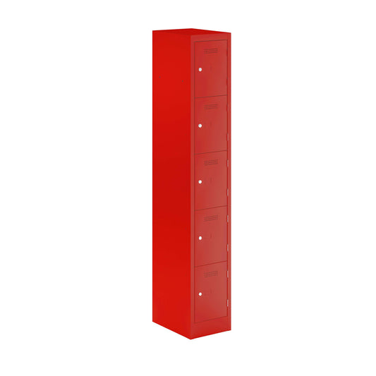 Primary 5 Door Single Locker Column | Cardinal Red